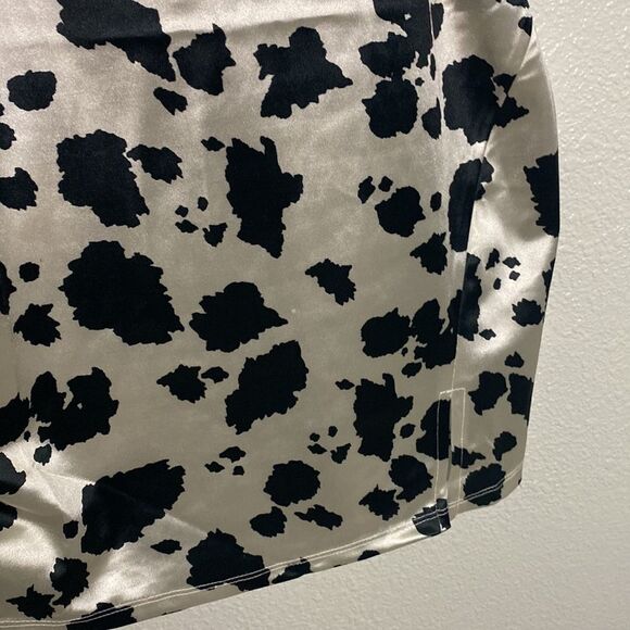 NWT- Thirty/thirty -Satin Cow Mini Dress - Black and cream- Size Large - Picture 3 of 11